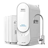 Frizzlife RO Reverse Osmosis Water Filtration System, Alkaline & Remineralization, Superb Taste, Tankless, 500 GPD Fast Flow RO Filter, 1.5:1 Pure to Drain, Reduces TDS, Brushed Nickel Faucet, PX500-A