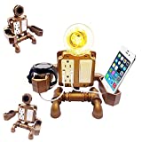 Robot Steampunk Industrial Pipe Table Lamp，a Unique Lamp That Can be Fitted with a Smartphone Charging Stand and an Electronic Watch Charger Stand, is a Surprise Gift
