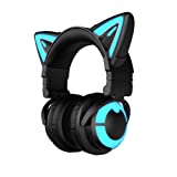 YOWU RGB Cat Ear Headphone 3S Wireless Bluetooth 5.0 Foldable Gaming Headset with Built-in Mic & Customizable Lighting and Effect via APP, Type-C Charging Audio Cable, for PC Laptop Mac Smartphone