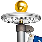 Deluxe Solar Flag Pole Light, Flag Light, LED Downlight for Most 15 to 25 Ft In-Ground Flag Poles, Fits 0.5' Wide Flag Ornament Spindles (Deluxe Silver)