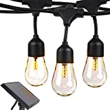 Brightech Ambience Pro Solar Powered String Lights - Commercial Grade Waterproof Patio Lights with 27 Ft Edison Bulbs - Shatterproof LED Solar Outdoor String Lights - 1W LED, Soft White Light