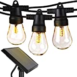 Brightech Ambience Pro Solar Powered Outdoor String Lights, Commercial Grade Waterproof Patio Lights, 27 Ft Edison Bulbs, Shatterproof LED Solar String Lights for Outdoors - 1W LED, Soft White Light
