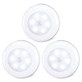 Motion Sensor Lights Indoor, STAR-SPANGLED High CRI Stick on Puck Lights Battery Operated, Cordless LED Under Cabinet Light Motion Activated, Night Stairs Light for Closet, Kitchen (Cool White, 3Pack)