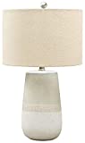 Signature Design by Ashley Shavon Contemporary 27' Textured Neutral Glaze Table Lamp, Beige & White