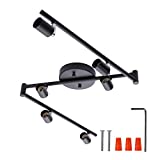 6-Light Adjustable Dimmable Track Lighting Kit by AIBOO,Flexible Foldable Arms, Matt Black Color Perfect for Kitchen,Hallyway Bed Room Lighting Fixture, GU10 Base Bulbs not Included