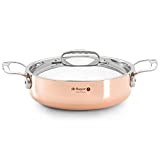 de Buyer - Prima Matera Sauteuse Pan with 2 Handles and Lid - Copper Cookware with Stainless Steel - Oven and Induction Safe Saute Pan - 11'
