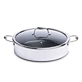 HexClad 7 Quart Hybrid Deep Sauté Pan Fryer With Lid - Non-Stick Pan, Easy to Clean, Dishwasher & Oven Safe - Perfect for Deep Frying, Braising, and Poaching