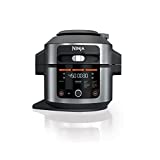 Ninja OL501 Foodi 6.5 Qt. 14-in-1 Pressure Cooker Steam Fryer with SmartLid, that Air Fries, Proofs & More, with 2-Layer Capacity, 4.6 Qt. Crisp Plate & 25 Recipes, Silver/Black