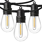Baxstel 48 FT Outdoor String Lights 2W Shatterproof Edison Vintage Bulbs and Commercial Grade Weatherproof, Heavy-Duty Decorative LED Cafe Patio Lights (48Ft)