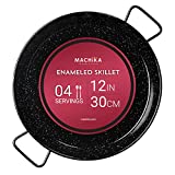 Machika Enameled Steel Skillet, Non Stick Paella Pan, Perfect for Camping and Outdoor Cooking, Rust Proof Coating 12 inch (30 cm)