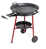 Mabel Home Paella Pan + Paella Burner and Stand Set on Wheels + Complete Paella Kit for up to 20 Servings - 23.65 inch Gas Burner + 25.60 inch Enamaled Steel Paella Pan