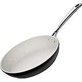 Nonstick Frying Pan, Granite Coating Skillet with Anti-Warp Base, Stainless Steel Handle - Nonstick Fry Skillet for Gas, Electric, Induction Cooktops - Dishwasher & Oven-Safe （9.5 in/Beige)