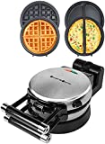 Health and Home 360 Rotating Belgian Multifunction Nonstick Baking Waffle Maker with 2 sets of Interchangeable Belgian Waffle and Omelet Baking plates