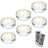 Puck Lights with Remote, Battery Operated Under Cabinet Lighting, Wireless Led Tap Light with Remote Control, Locker Light Closet Light, 4000K Natural White (6PK)