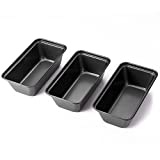 HONGBAKE Mini Loaf Pans for Baking, Nonstick Small Banana Bread Tins Set of 3, 6 x 3.3 x 2 In Tiny Carbon Steel Meatloaf Pan - Dark Grey