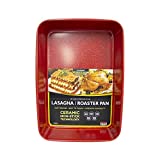 casaWare 15 x 10 x 3-Inch Ultimate Series Commercial Weight Ceramic Coated Non-Stick Lasagna/Roasting Pan (Red Granite)