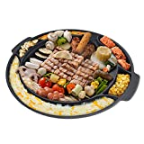 Eutuxia Master Grill Pan for Korean BBQ, 15', Stovetop Nonstick Smokeless Scratch-Resistant, Cast Iron Style Aluminum, For Grilling Vegetable Egg Pork Beef Meat Garlic Cheese Kimchi Made in Korea