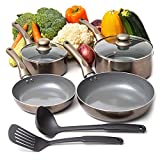 Moss & Stone 8 Piece Nonstick Cookware Set, Aluminum Pots and Pans with Cooking Utensils, Pots and Pans Set with Glass Lid, Induction Cookware