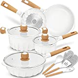 Cookware Set Nonstick 100% PFOA Free Induction Pots and Pans Set with Cooking Utensil 13 Piece – White