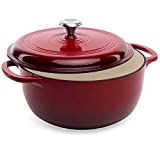 Best Choice Products 6qt Ceramic Non-Stick Heavy-Duty Cast Iron Dutch Oven w/Enamel Coating, Side Handles for Baking, Roasting, Braising, Gas, Electric, Induction, Oven Compatible, Red