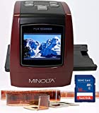 MINOLTA Film & Slide Scanner, Convert Color & B&W 35mm, 126, 110 Negative & Slides, Super 8 Films to 22MP JPEG Digital Photos, 16GB SD Card, Worldwide (Red)
