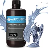 ANYCUBIC 3D Printer Resin, 405nm SLA UV-Curing Resin with High Precision and Quick Curing & Excellent Fluidity for LCD 3D Printing (Grey, 1kg)
