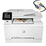 HP Laserjet Pro MFP M283cdwD All-in-One Wireless Color Laser Printer, White - Print Scan Copy Fax - 22 ppm, 2.7' Touchscreen, Auto 2-Sided Printing, 50-Sheet ADF, Ethernet, Cbmou Printer_Cable