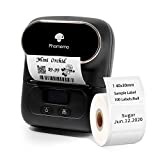 Phomemo-M110 Label Maker - Portable Bluetooth Thermal Label Maker Printer for Clothing, Jewelry, Retail, Mailing, Barcode, Compatible with Android & iOS System, with 1pack 40×30mm Label, Black