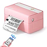 JADENS Bluetooth Thermal Label Printer -Wireless Shipping Label Printer for Small Business & Package, USPS, Etsy, Amazon, Compatible with iPhone, iPad, Mac, Windows, Android, 4x6, Label Maker, Pink
