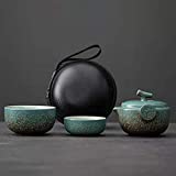 Ceramic Gongfu Travel Tea Set - Gorgeous Chinese Teapot Set with 2 Tea Cups, Portable Carrying Case…