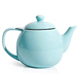 Sweese 221.102 Teapot, Porcelain Tea Pot with Stainless Steel Infuser, Blooming & Loose Leaf Teapot - 27ounce, Turquoise