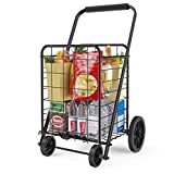 Grocery Cart with Wheels, Heavy Duty Foldable Lightweight Shopping Cart, 176lb Large Capacity Shop Cart for Groceries, Laundry, Pantry, Garage by AMADA HOMEFURNISHING-AMTUC2
