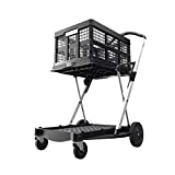 CLAX, Multi use Functional Collapsible carts, Mobile Folding Trolley, Shopping cart with Storage Crate (Black)