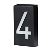 LED Solar House Number Light, Garden Numbers Solar Powered Address Sign LED Illuminated Outdoor Plaques and Wall Art Lighted Up for Home Yard Street (Digit 4)