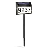 LIANYIPASS Address Sign, Solar House Numbers for Outside Modern Plaque Waterproof House Number Sign Lighted Up for Yard Driveway Street with Stakes