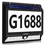 Solar Address Sign,Greenidea Lighted House Numbers for Outside LED Illuminated Address Numbers for House, Waterproof Address Plaque with Solar Security Lights for Home Yard Street
