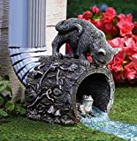 Gutter Downspout Extension - Downspout Splash Block - Downspout Diverter Garden Statue (Playful Chasing Kitty and Frog)