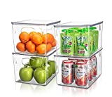 Sorbus Plastic Storage Clear Bins with Lid, Stackable Pantry Organizer Box Bin Containers for Organizing Kitchen Fridge, Food, Snack Pantry Cabinet, Fruit, Vegetables, Bathroom Supplies, (4-Pack)