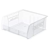 Akro-Mils 30235 AkroBins Plastic Storage Bin Hanging Stacking Containers, (11-Inch x 11-Inch x 5-Inch), Clear, (6-Pack)