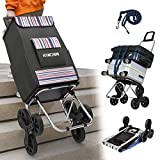 Kanchimi Stair Climber Foldable Trolley Dolly 220 lbs with 50L Bag & Adjustable Rope (Black)