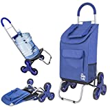 dbest products Stair Climber Trolley Dolly Folding Grocery Cart 3 Wheels Heavy Duty Shopping Hand Truck Made for Condos Apartments,39 inch Handle Height, 17.25' x 15.25' x 39.5', Blue
