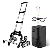 Stair Climbing Cart WOQED Heavy-Duty Hand Truck Portable Folding Cart Aluminium Luggage Cart for Moving with 6 Wheels and 4 Universal Wheels