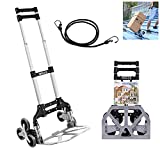 Stair Climbing Cart, Heavy-Duty Hand Truck with Telescoping Handle,175lbs Weight Capacity, Portable Folding Hand Cart Aluminium Luggage Cart with 6 Wheels for Moving, Travel and Shopping Use
