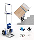 Powered Stair Climbing Hand Trucks Dolly Cart for Moving, XSTO Aluminum Lightweight 440lb Capacity Hand Trolley Cart Furniture Dolly Electric Stair Climber with Folding Handle & Solid Wheel & Brakes