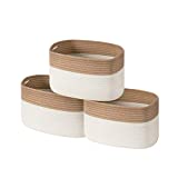 UBBCARE Cotton Rope Storage Baskets Bin Set of 3 Storage Cube Organizer Foldable Decorative Woven Basket with Handles for Clothes, Toy, Makeup, Books, Towels, Nursery 15'x 10'x 9'