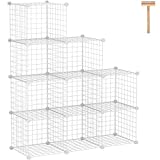 C&AHOME Wire Cube Storage, 9-Cube Organizer Metal, Wire C Grids Storage, Storage Bins Shelf, Modular Bookshelf, Closet Cabinet Ideal for Home, Living Room, Office 36.6”L x 12.4”W x 48.4”H White
