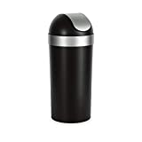 Umbra Venti 16.5-Gallon Swing Top Kitchen Trash Can – Large, 35-inch Tall Garbage Can for Indoor, Outdoor or Commercial Use, Black/Nickel
