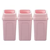 Vababa 3-Pack 4 Gallon Plastic Trash Can with Swing Lid, Swing-Top Garbage Can, Pink