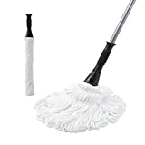 Eyliden Mop with 2 Reusable Heads, Easy Wringing Twist Mop, with 57.5 inch Long Handle, Wet Mops for Floor Cleaning, Commercial Household Clean Hardwood, Vinyl, Tile, and More (Silver)