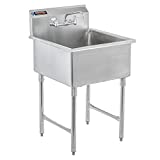 Stainless Steel Prep & Utility Sink - DuraSteel 1 Compartment Commercial Kitchen Sink - NSF Certified - Single 24' x 24' Inner Tub with No Lead Faucet (Restaurant, Kitchen, Laundry, Garage)